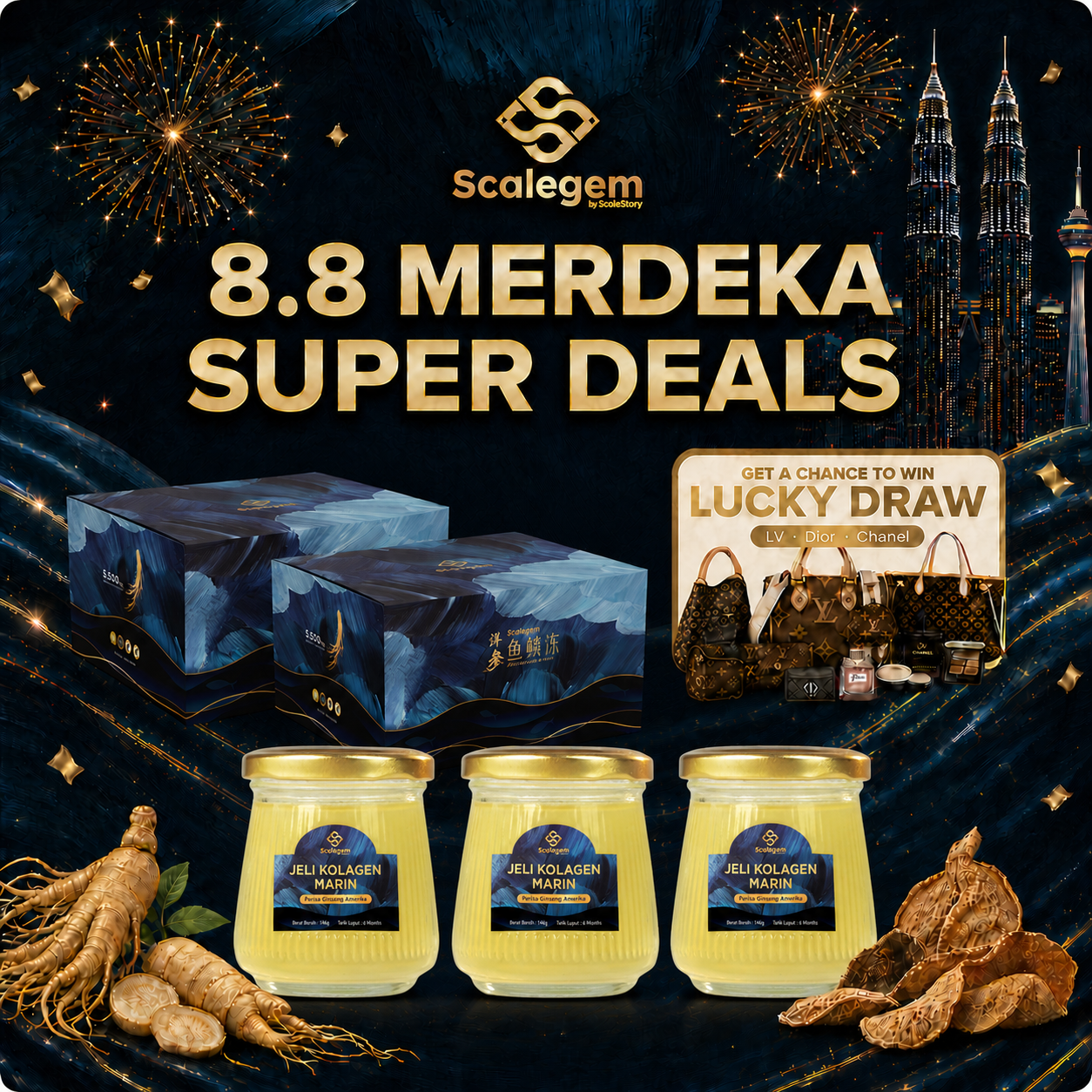 Ginseng Series Fish Scale Collagen【MERDEKA Promo】